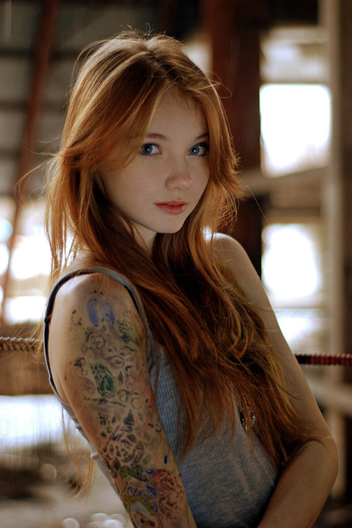 beautiful tattoo redhead