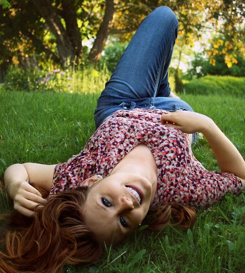 redhead on the lawn