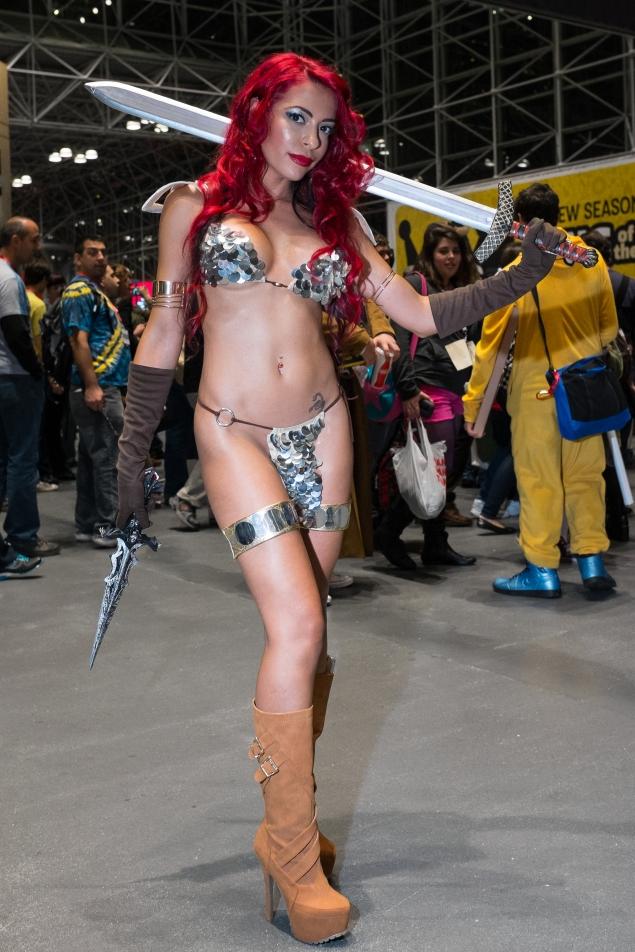Comic Con Redhead with Sword.